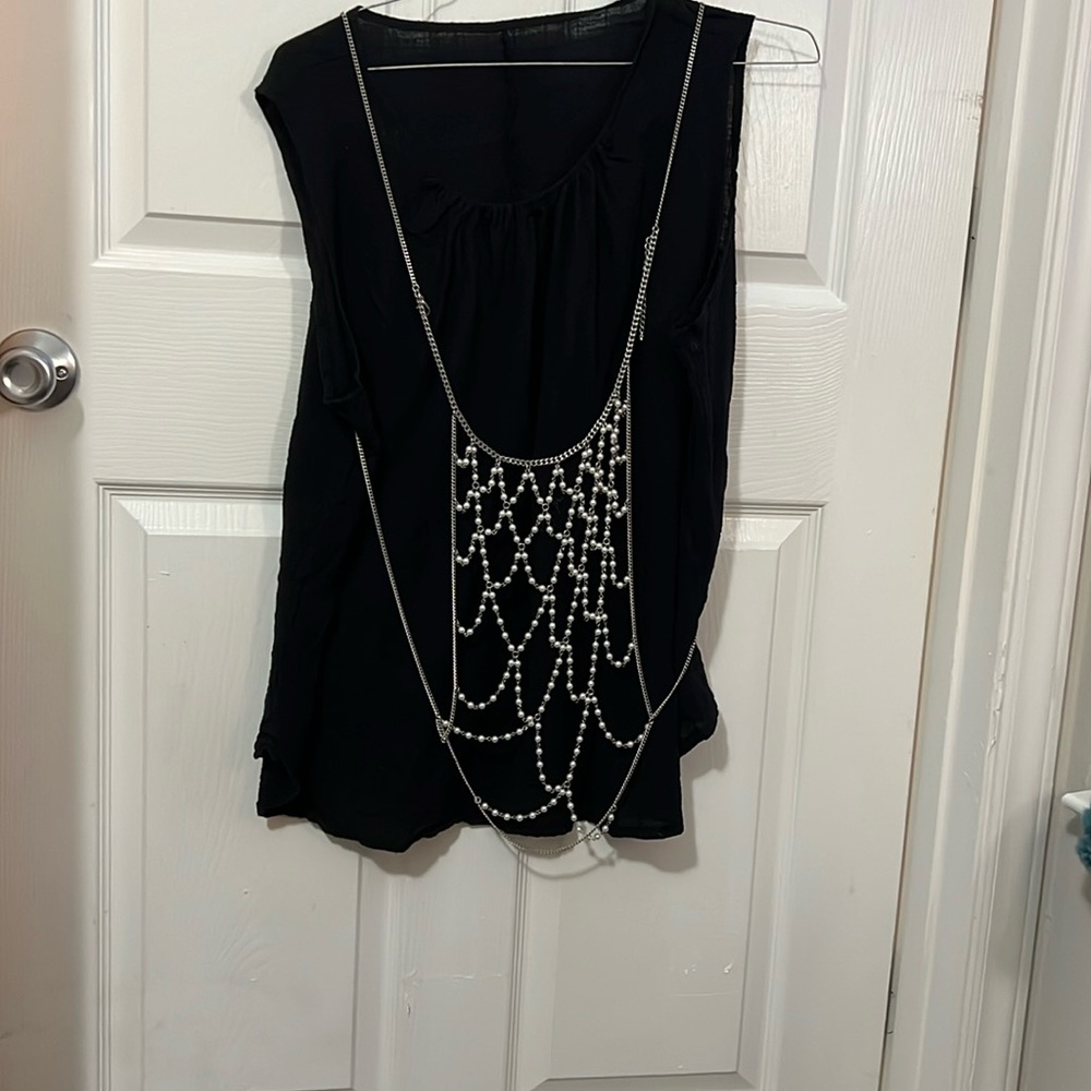 Silver tone body necklace (necklace only)